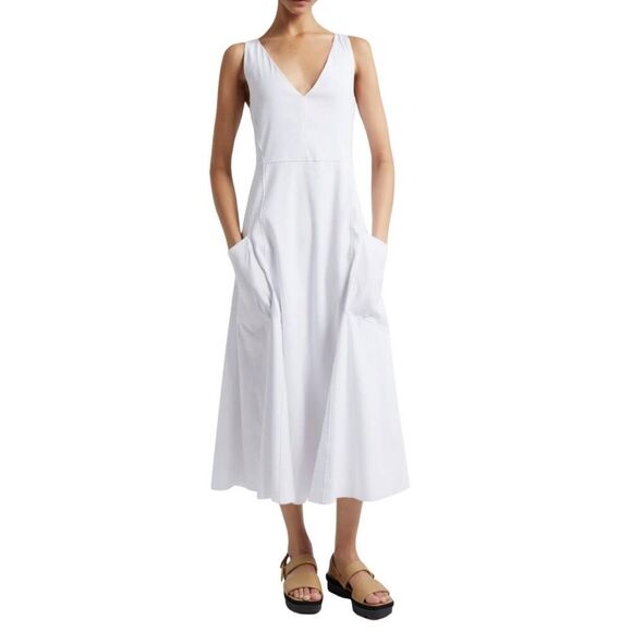 Vince Women’s White Patch Pocket Linen Blend Midi Dress - Picture 1 of 9